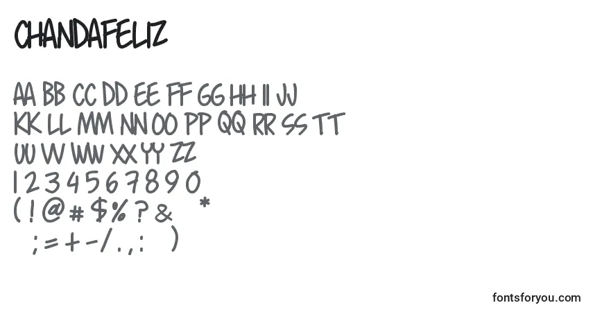 Schriftart ChandaFeliz – Alphabet, Zahlen, spezielle Symbole