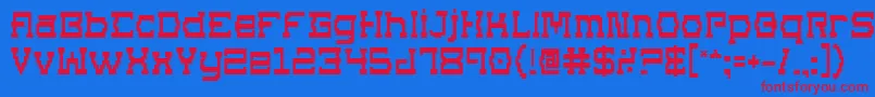 SuperagoBold-Schriftart – Rote Schriften auf blauem Hintergrund