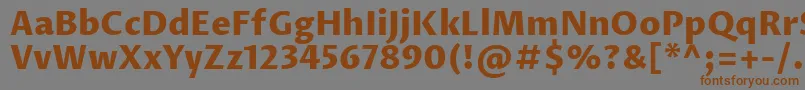 フォントProzalibreExtrabold – 茶色の文字が灰色の背景にあります。