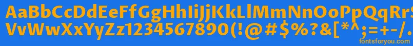 フォントProzalibreExtrabold – オレンジ色の文字が青い背景にあります。