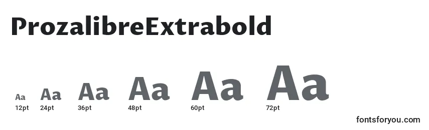 Размеры шрифта ProzalibreExtrabold