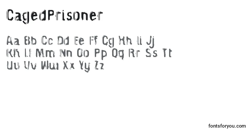 A fonte CagedPrisoner – alfabeto, números, caracteres especiais