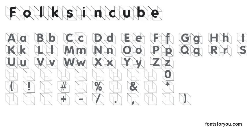 Folksincube-fontti – aakkoset, numerot, erikoismerkit