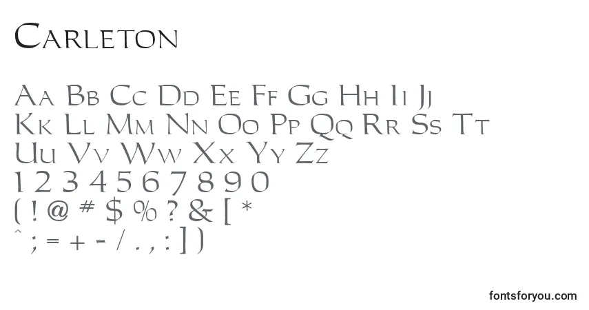 Carleton-fontti – aakkoset, numerot, erikoismerkit