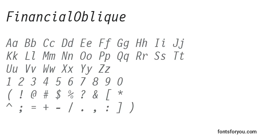 FinancialOblique Font – alphabet, numbers, special characters