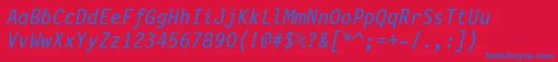 FinancialOblique Font – Blue Fonts on Red Background