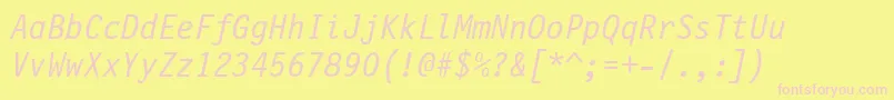 FinancialOblique Font – Pink Fonts on Yellow Background