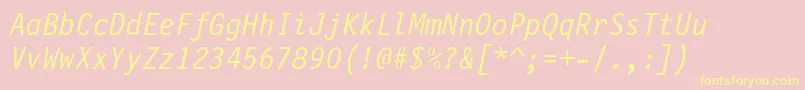 FinancialOblique Font – Yellow Fonts on Pink Background