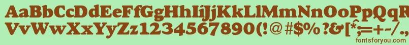 Шрифт GourmetheavydbNormal – коричневые шрифты на зелёном фоне