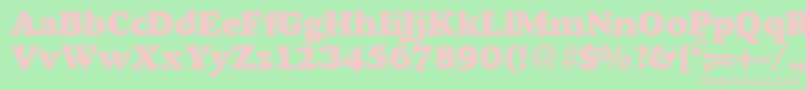 GourmetheavydbNormal-fontti – vaaleanpunaiset fontit vihreällä taustalla