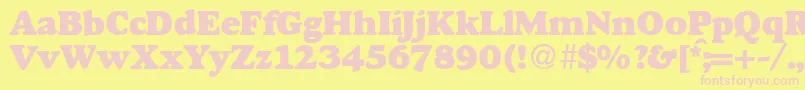 GourmetheavydbNormal-fontti – vaaleanpunaiset fontit keltaisella taustalla