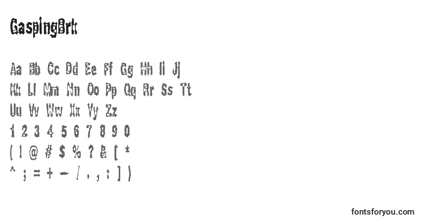 A fonte GaspingBrk – alfabeto, números, caracteres especiais