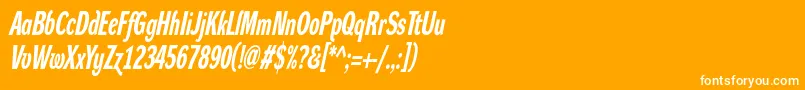 フォントDynagroteskrxcBolditalic – オレンジの背景に白い文字