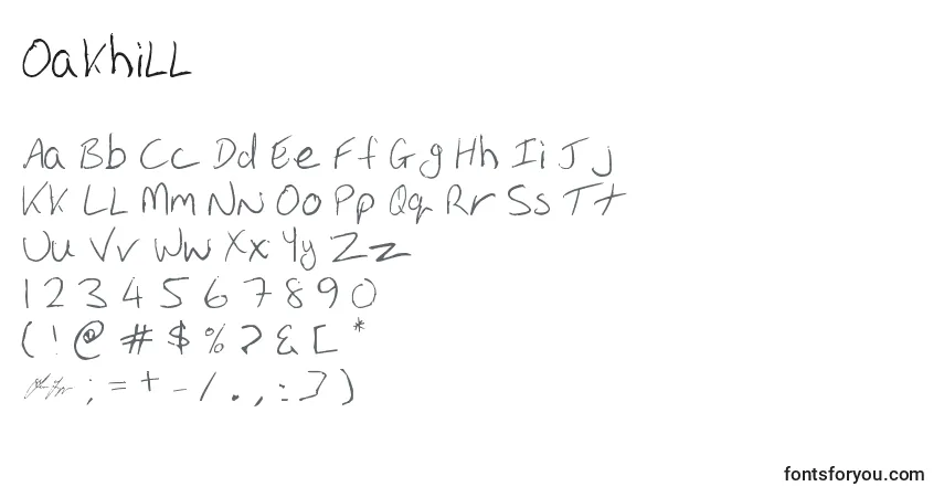 Schriftart Oakhill – Alphabet, Zahlen, spezielle Symbole