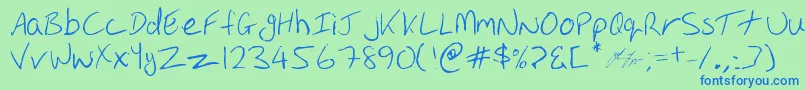 Oakhill-Schriftart – Blaue Schriften auf grünem Hintergrund