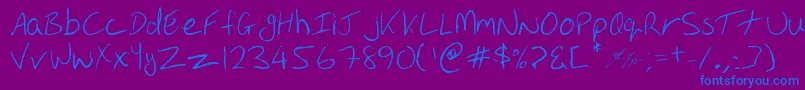 フォントOakhill – 紫色の背景に青い文字