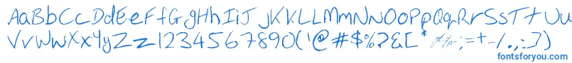 Oakhill-Schriftart – Blaue Schriften auf weißem Hintergrund