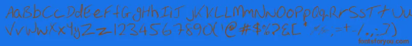 Oakhill-Schriftart – Braune Schriften auf blauem Hintergrund