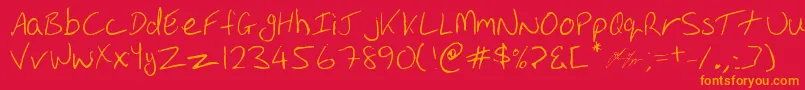 Oakhill-fontti – oranssit fontit punaisella taustalla
