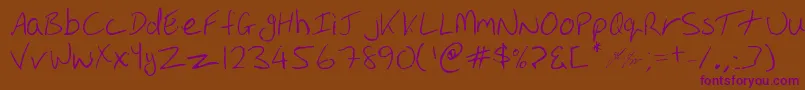 Oakhill-Schriftart – Violette Schriften auf braunem Hintergrund