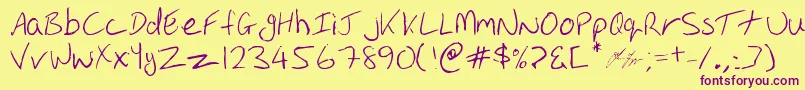 Oakhill-Schriftart – Violette Schriften auf gelbem Hintergrund