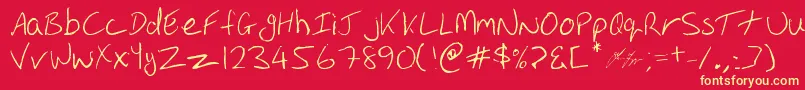 Oakhill-Schriftart – Gelbe Schriften auf rotem Hintergrund