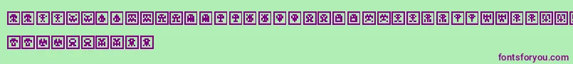 Czcionka ScumskullzBox – fioletowe czcionki na zielonym tle