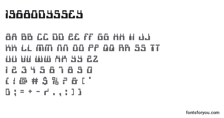 A fonte 1968odyssey – alfabeto, números, caracteres especiais