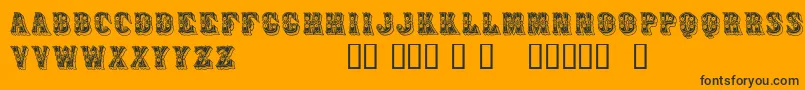 Azteak-Schriftart – Schwarze Schriften auf orangefarbenem Hintergrund