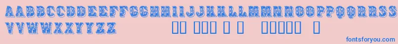 Azteak-fontti – siniset fontit vaaleanpunaisella taustalla