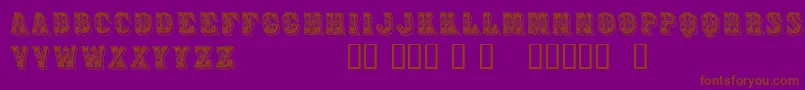 Azteak-Schriftart – Braune Schriften auf violettem Hintergrund