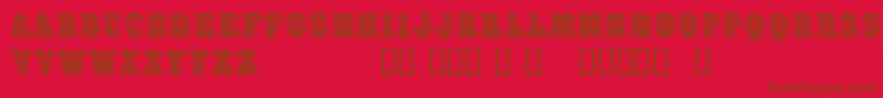 Azteak-Schriftart – Braune Schriften auf rotem Hintergrund