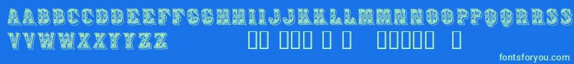 Azteak-Schriftart – Grüne Schriften auf blauem Hintergrund
