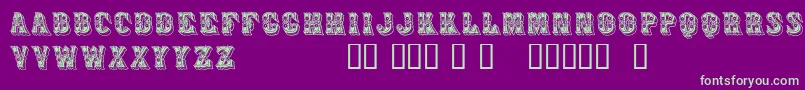 Azteak-fontti – vihreät fontit violetilla taustalla