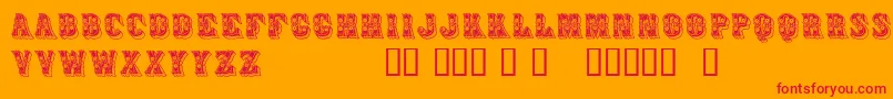 フォントAzteak – オレンジの背景に赤い文字
