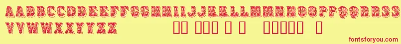 Azteak-Schriftart – Rote Schriften auf gelbem Hintergrund