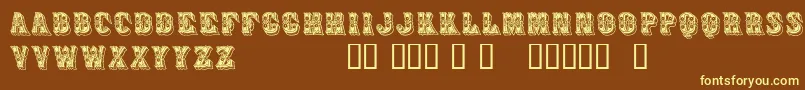 Azteak-fontti – keltaiset fontit ruskealla taustalla