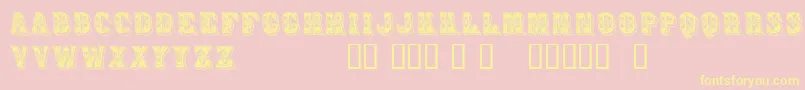 Azteak-Schriftart – Gelbe Schriften auf rosa Hintergrund