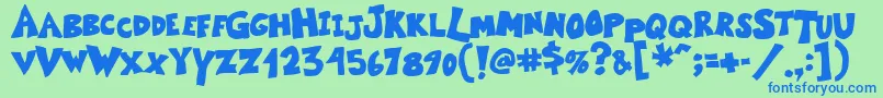 KartooneSolid Font – Blue Fonts on Green Background