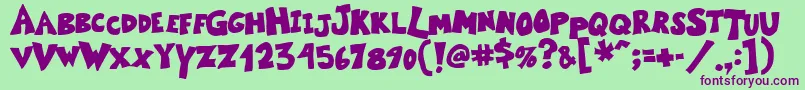 KartooneSolid Font – Purple Fonts on Green Background