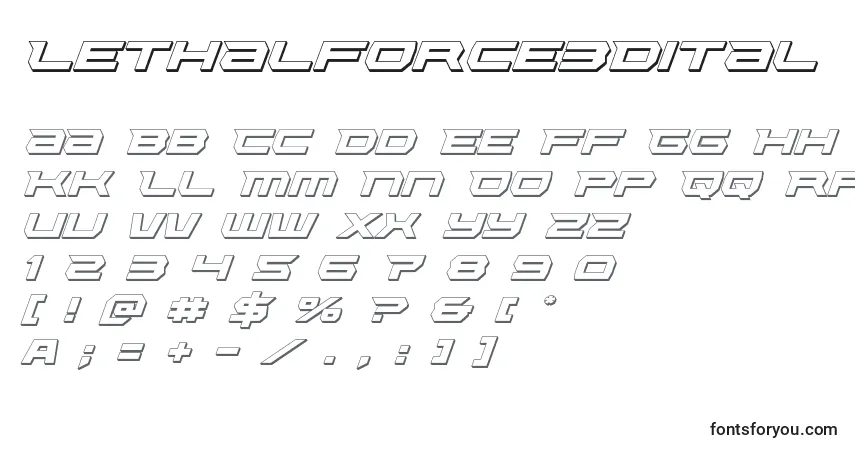 Lethalforce3Ditalフォント–アルファベット、数字、特殊文字