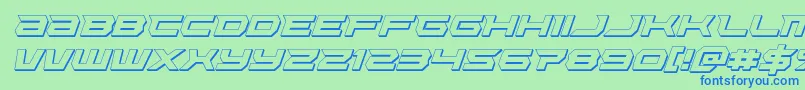 Czcionka Lethalforce3Dital – niebieskie czcionki na zielonym tle