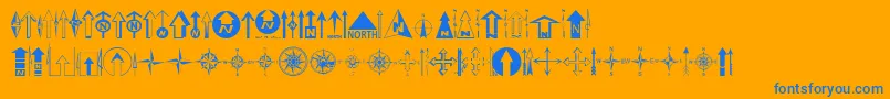 EsriNorth-Schriftart – Blaue Schriften auf orangefarbenem Hintergrund
