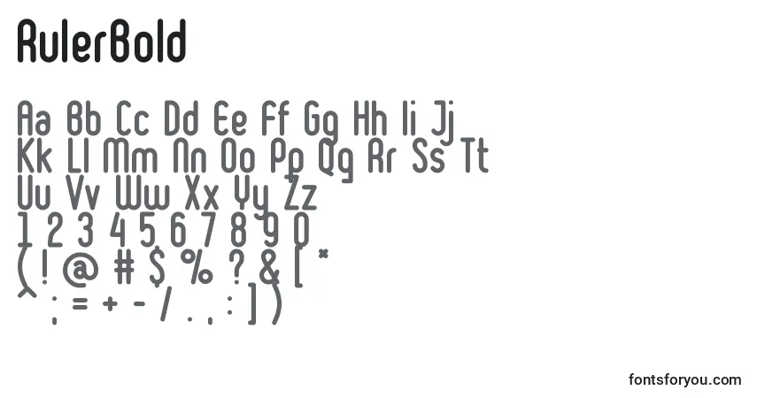 A fonte RulerBold – alfabeto, números, caracteres especiais