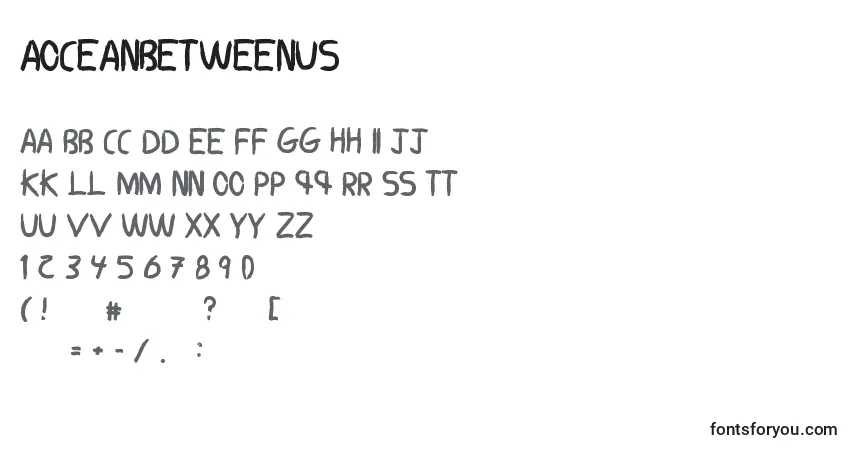 Шрифт AOceanBetweenUs – алфавит, цифры, специальные символы