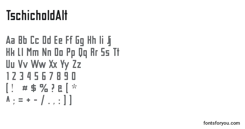 TschicholdAlt-fontti – aakkoset, numerot, erikoismerkit
