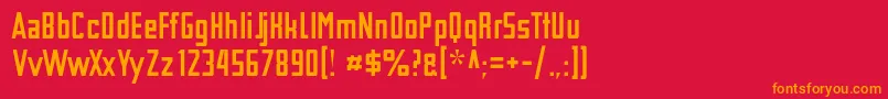TschicholdAlt-Schriftart – Orangefarbene Schriften auf rotem Hintergrund