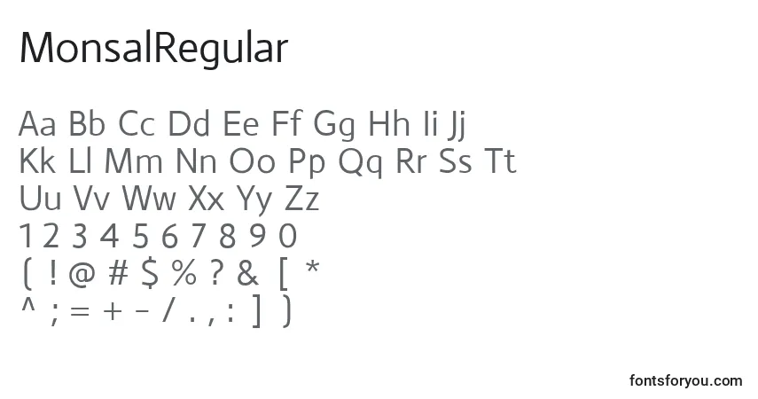Schriftart MonsalRegular – Alphabet, Zahlen, spezielle Symbole