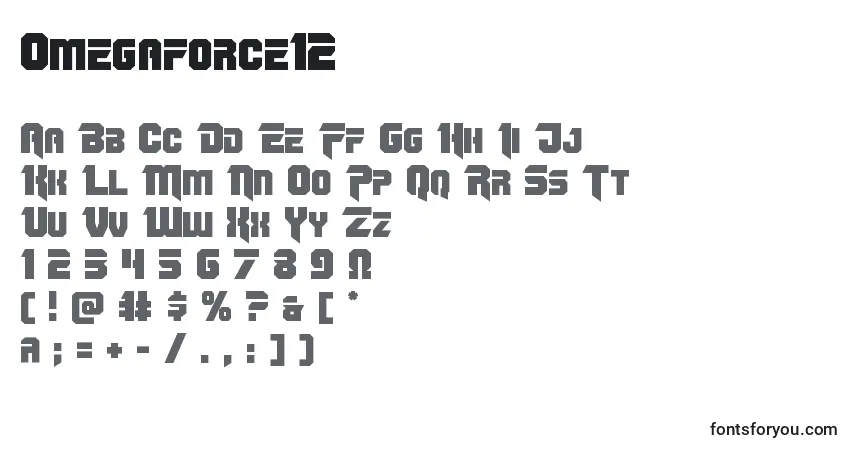 Schriftart Omegaforce12 – Alphabet, Zahlen, spezielle Symbole