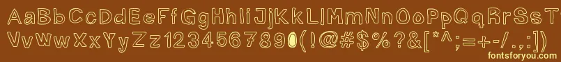 Mogghla-Schriftart – Gelbe Schriften auf braunem Hintergrund